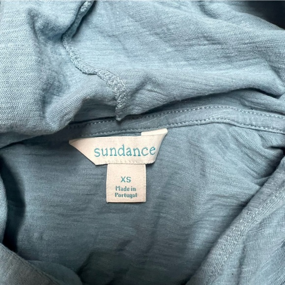 Sundance Shirt Womens XS Blue Hooded Long Sleeve Cotton Cross Hem Pullover - Picture 5 of 6